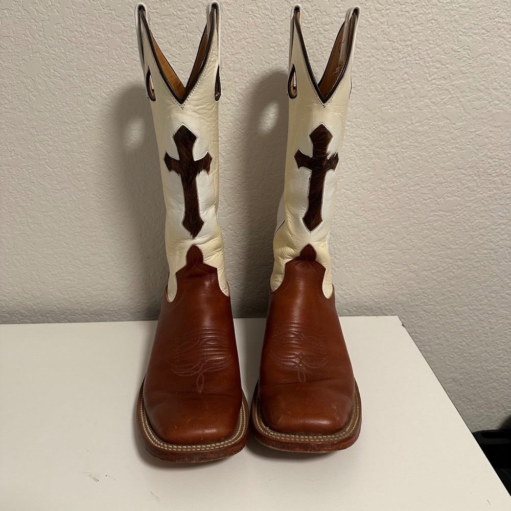Anderson Bean Cross Boots Mens 8.5 C / Womens 10 Wide Brown White Leather 6149J